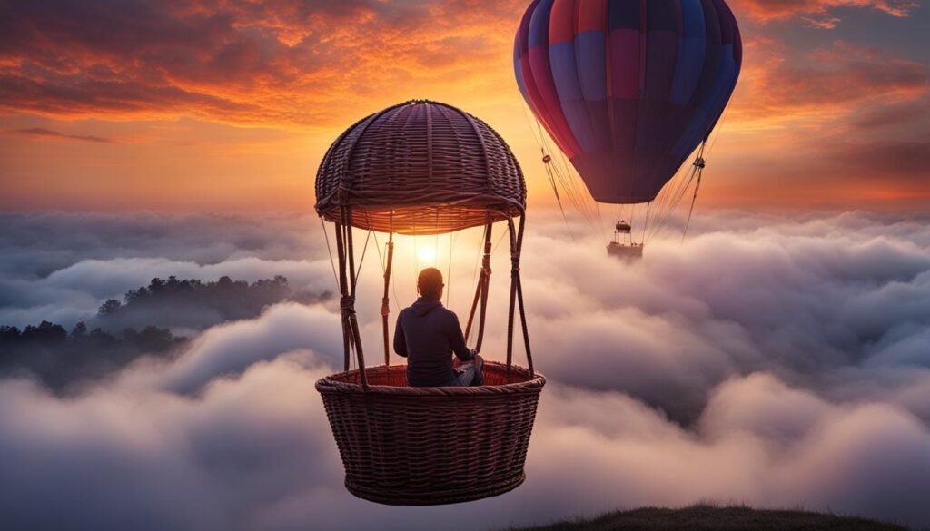 meditating in a hot air balloon
