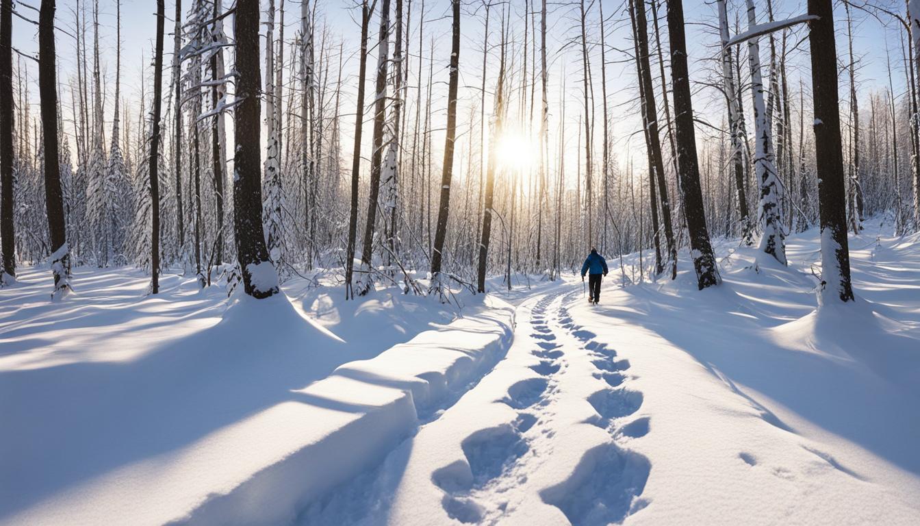 Snowshoeing in the Winter Forest